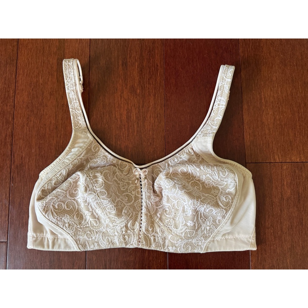 Breezies Women Pink Beige Ivory Floral Lace Unlined Full Coverage Bra 38D A6614